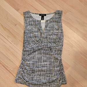 White House Black Market Forest Green and White Textured Blouse